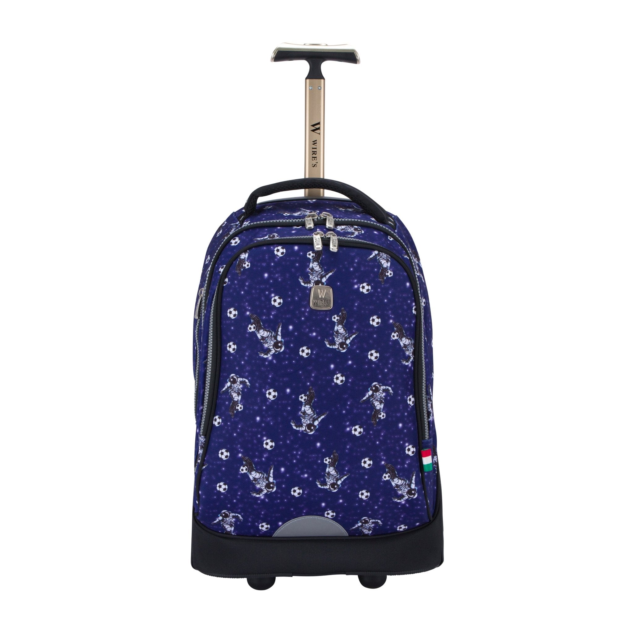 Space Football Blue Big Wheel School Bag Trolley Set of 3 (Lunch Bag & Pencil Case)
